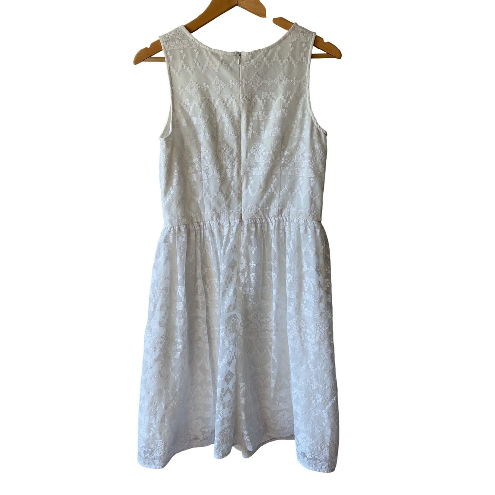 Sundance White Lace Sleeveless Fit Flare Dress Scoop Neck 6 - Picture 4 of 5